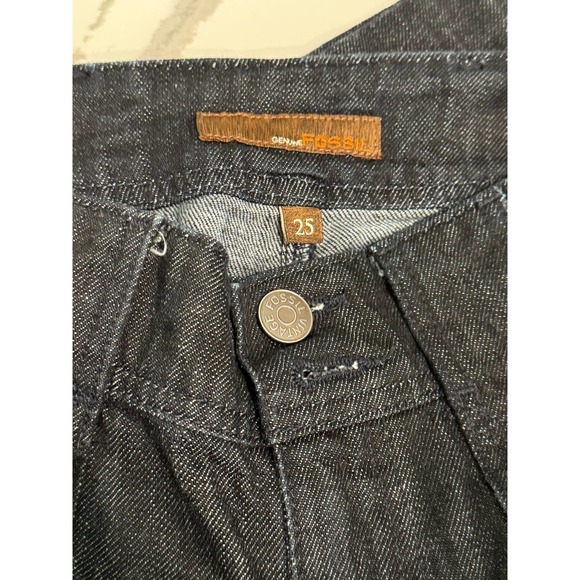 Y2K Vintage‎ Fossil Jeans Size 25 Dark Wash Straight Wide Leg - Picture 3 of 9
